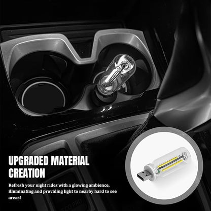 USB LED Car Interior Atmosphere Light, Car USB Night Light, Plug-in Auto Ambient Lighting Retro Lamps, Touch Adjustment LED Automotive Night Lamp Auto Accessories for bedrooms Camping (White)