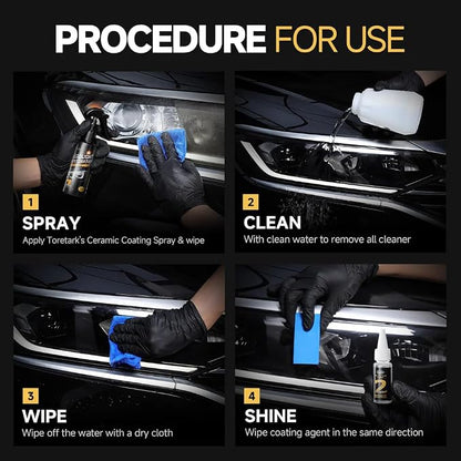 Car Headlight Restoration Kit, No Power Tools Required, Restoring to Like-New Condition, Covers 2-3 Vehicle Headlight Treatments, Headlight Cleaner and Restorer Kit, Headlight Restoration Spray