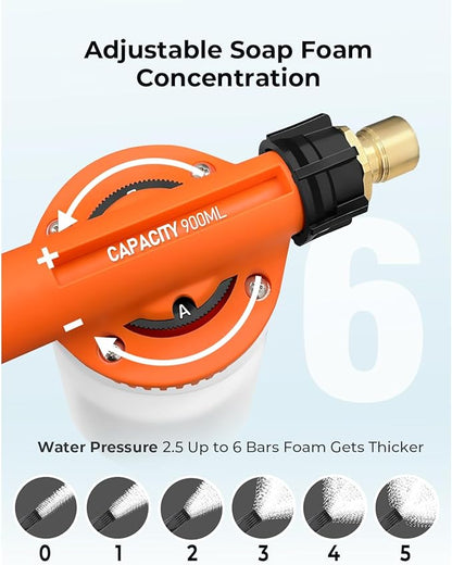 ARTIPOLY Car Wash Foam Gun + Microfiber Wash Mitt - Car Foam Sprayer - Foam Cannon for Hose - Spray Gun Cleaner - Snow Blaster for Cars, Boats, RVs, Foam Cannon Connects to Any Garden Hose