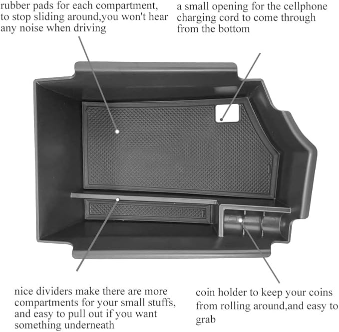 Center Console Armrest Storage Box Compatible with Infiniti QX50 2019-2023/QX55 2022-2023 ABS Tray Insert Organizer Glove Pallet