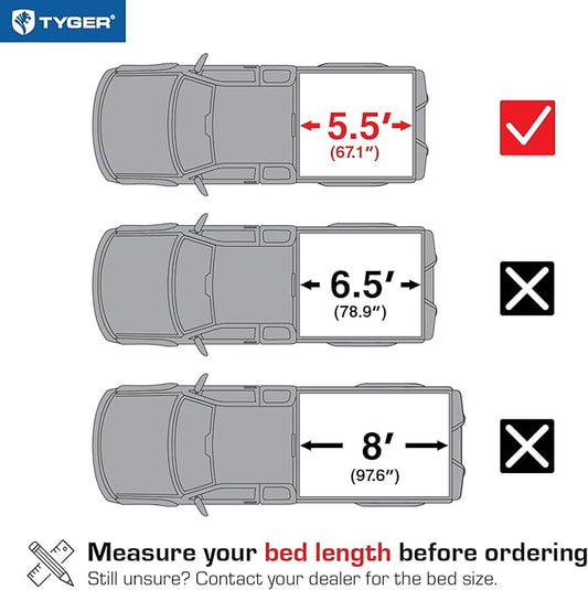 Tyger Auto T3 Soft Tri-fold Truck Bed Tonneau Cover Compatible with 2021-2026 Ford F-150; Lightning | 5.5' (67") Bed | TG-BC3F1064