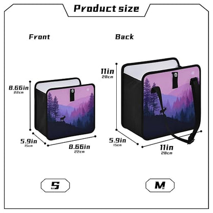 Car Trash Can Organizer Bin with Adjustable Strap for Back Front Seat Console Waterproof Leakproof Collapsible Portable 8.66 Inch Purple Stag Mountains and Forest
