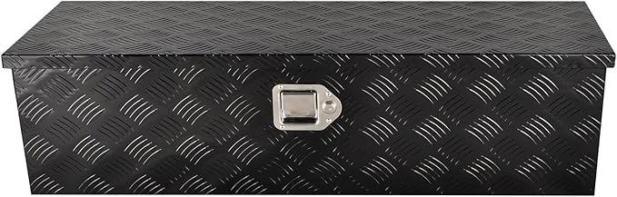 39''Inch Aluminum Truck Tool Box Truck Bed Toolbox Truck Trailer Chest Box Trailer Underbody Storage Organizer Waterproof Square Storage Organizer w/Lock & Keys Black(‎39" Lx13 Wx10 H)