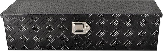 39''Inch Aluminum Truck Tool Box Truck Bed Toolbox Truck Trailer Chest Box Trailer Underbody Storage Organizer Waterproof Square Storage Organizer w/Lock & Keys Black(‎39" Lx13 Wx10 H)