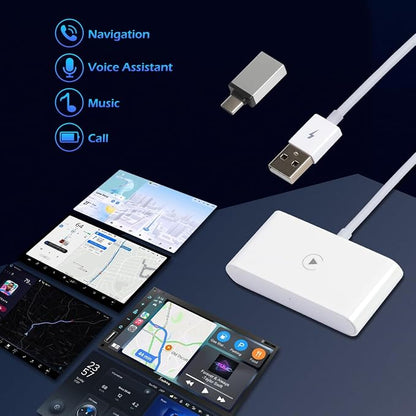Wireless Carplay Adapter for Apple Carplay Wireless Adapter Convert Wired to Wireless CarPlay Dongle for Wireless Control Plug & Play Fit for Cars from 2015 for iPhone, White
