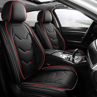 otoez Leather Car Seat Covers 5 Seats Full Set Fit Sedan SUV Truck Vans Leatherette Automotive Seat Cushion Protector Universal Fit for Most Honda Chevy Ford Hyundai Nissan Jeep VW, Black