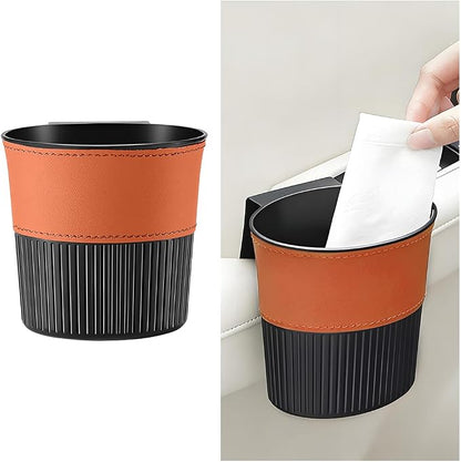 Zpana Car Trash Can, Portable Mini Vehicle Cup Holder Hanging Garbage Container, Multifunctional Automotive Side Door Trash Organizer Can Accessories, Universal for SUV, Sedan, Truck (Orange)
