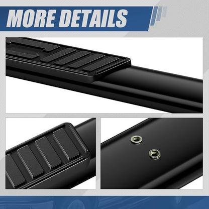 Auto Dynasty Running Boards Compatible with 1999-2014 Chevy Silverado GMC Sierra 1500 2500 3500 Extended Cab, Stainless Stee Side Step Rail Nerf Bars, 5" Step Bars, Black Powdercoated