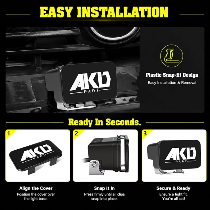 LED Pods Covers 2pcs 3x1.8 Inch LED Pod Lights Black Covers | Street Legal Snap-on PC Protective Lens Light Bars Cover for Offroad Driving Fog Ditch Lights