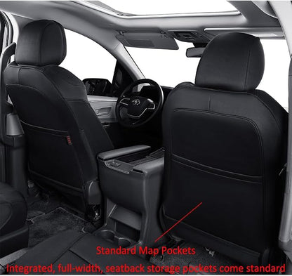 EKR Sienna Seat Covers for 2021-2026 Toyota Sienna XLE,XSE,Limited,Platinum,7 Seats,2nd Row Captain Chairs W/NO Legrest,Waterproof Seat Covers Full Set for Cars-Neoprene(Black)