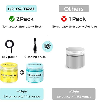ColorCoral Car Cleaning Gel 2Pack Car Clean Putty, Universal Car Interior Cleaner Slime, Perfect Keyboard Cleaning Kit Supplies, Auto Detailing Tools Accessories, Dust Remover Gifts for Men Women