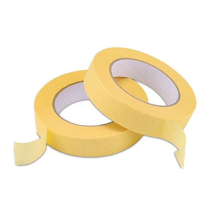 Lichamp 25mm x 50m Yellow Automotive Masking Tape for Painting, Auto Body Masking Tape for Car Detailing, Yellow Painters Tapes 1 inch x 55 Yards x 2 Rolls