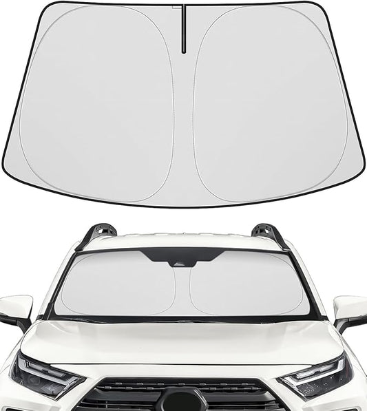 BIBLOZ Windshield Sun Shade for Toyota RAV4 2019-2025 2026, LE, XLE, SE, Adventure, Limited, Platinum Accessories Foldable Car PET Sunshade Keeps The Car Cool Inside(Include Hybrid Prime PHEV)