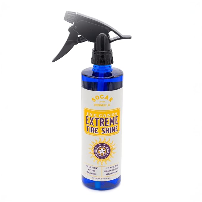 Socar Chemical Eye Candy Extreme Tire Shine, 16 oz Spray Bottle, High Gloss Tire Dressing, Professional Wet Tire Dressing, Water Repellant, Long Lasting