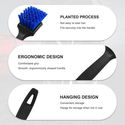 Car Carpet Cleaning Brush, 8.5-Inch Tire Cleaner Scrub Brushes with Stiff Bristles, Wheel Hub Scrub Brush Exterior Washing Supplies for Sedan SUV Truck, Car Accessories (Blue)
