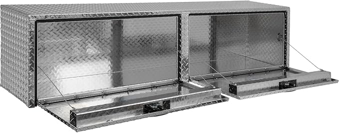 Buyers Products 1701551 Silver Aluminum Diamond Tread Topsider Truck Tool Box, 72x13x16 Inch, Made in USA, Professional Grade, Heavy Duty, Corrosion Resistant, Dual Drop Doors, Compression Latch