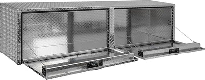 Buyers Products 1701551 Silver Aluminum Diamond Tread Topsider Truck Tool Box, 72x13x16 Inch, Made in USA, Professional Grade, Heavy Duty, Corrosion Resistant, Dual Drop Doors, Compression Latch