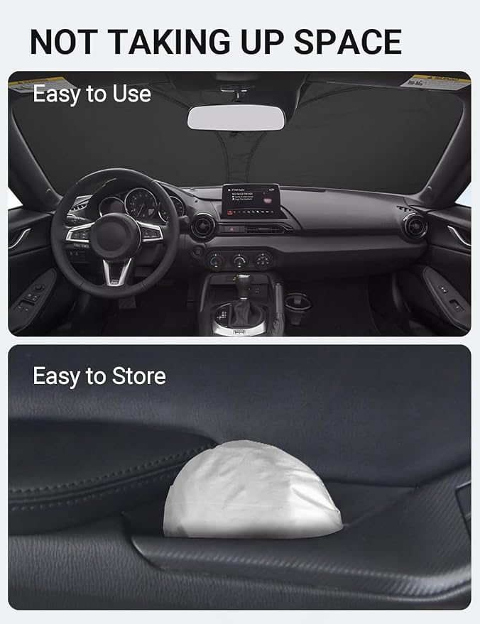 Proadsy 2026 Upgrade Front Windshield Sun Shade Foldable Sunshade Protector Custom Fit MX-5 Miata Convertible 2016-2026 MX5 Accessories