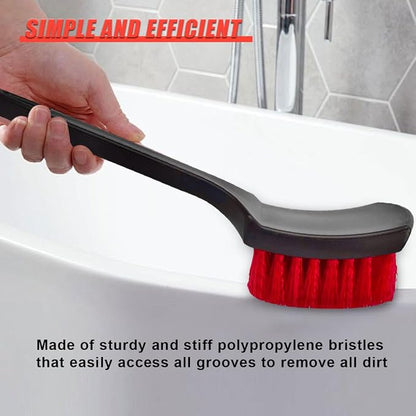 ZIMISI 8.3×2.5 Inch Car Wash Brush, Soft Bristle Short Handle Carpet Cleaning Brush, Scrub Brush for Floor Mats, Tires, Automotive Wheel Bushes for Vehicle Interior & Home (Red)