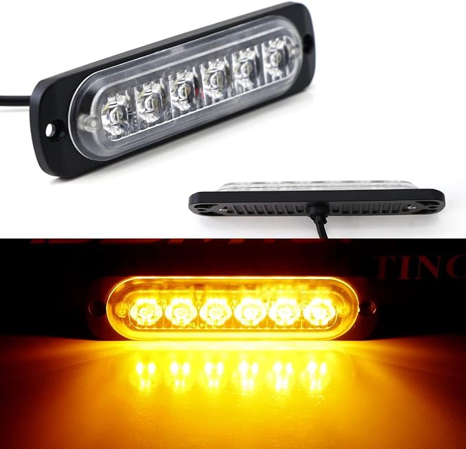 iJDMTOY Super Slim Flush Mount 6-LED Daytime Running Light/Auxiliary Driving Lighting Kit Compatible with Truck SUV Grille or Bumper Mount, Amber Yellow