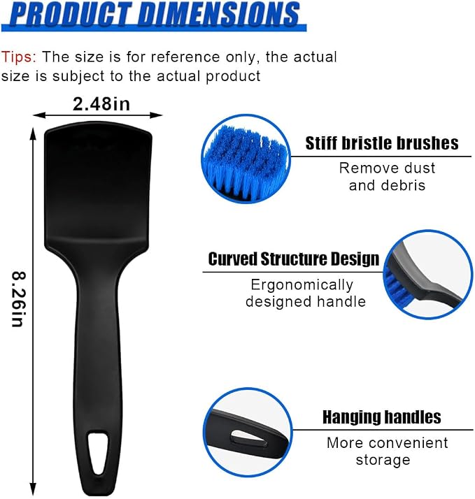 ZIMISI 8.3×2.5 Inch Car Wash Brush, Soft Bristle Short Handle Carpet Cleaning Brush, Scrub Brush for Floor Mats, Tires, Automotive Wheel Bushes for Vehicle Interior & Home (Blue)