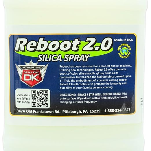 Detail King Reboot 2.0 Silica Hydrophobic Spray - Car Paint Sealant - Gallon