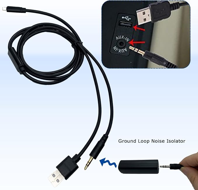 in-Car USB 3.5mm Audio Male Jack for Galaxy & Tabs Android Phones, Aux Music Charging Interface Adapter Compatible with BMW Mini Cooper IDRIVE