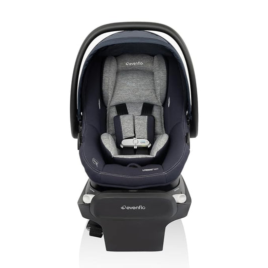 Evenflo Revolve180 LiteMax NXT Rotating Rear-Facing Lightweight Preemie and Infant Car Seat 3-30lbs with Green & Gentle. Easy Install with Base (Beau Navy)