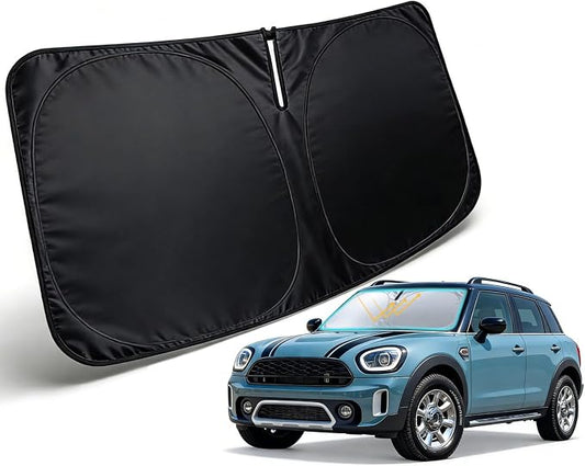Sun Shade Custom-Fit for Mini Countryman Cooper F60 SUV 2017-2026 | Front Window Sunshade with 240T Sun Visor Protector Foldable Heat Shield Blocks UV Rays, Car Accessories