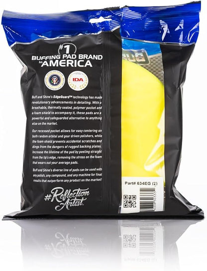 Buff and Shine - EdgeGuard Foam Buffing Pads - Yellow - 6" Polishing Pad - Pack of 2