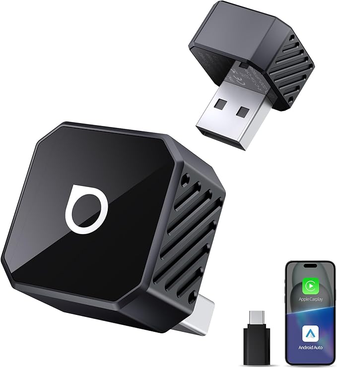 OTTOCAST Mini 3.0 (Pot) 2025 2-in-1 Wireless CarPlay/Android Auto Adapter, 5GHz WiFi, Auto Connect for 2016+ Cars