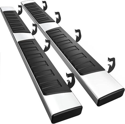 Running Boards 6 Inches Crew Cab for Chevy Silverado/GMC Sierra 2007-2018 1500 | 2019 Limited/LD | 2007-2019 2500HD/3500HD (4 Full Size Doors) Stainless Steel Side Steps Rails Nerf Bars 6"