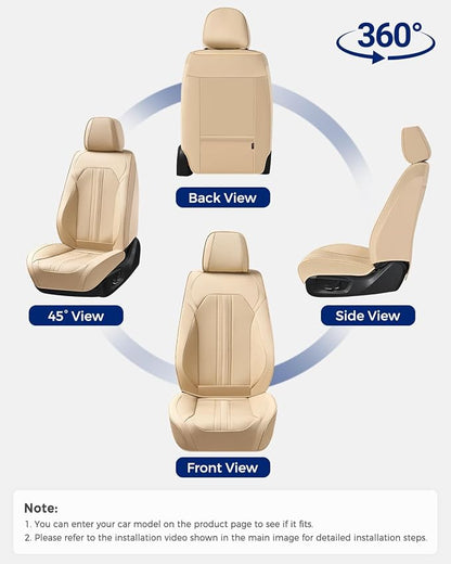 Huidasource Beige Seat Covers with Airbag, Thinned, Cooling Heating, Premium Faux Leather Car Seat Cover, Automotive Seat Covers with Velcro Adjustable Universal Fit for Most Cars SUV Trucks Beige