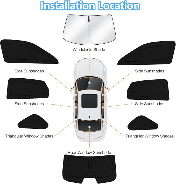KUST Car Window Shades for Honda Civic 2022-2025 2026 Windshield Sun Shade Side Window Cover UV Block Privacy Protection Accessories for Camping Blackout Rear Back Full Set 8PCS