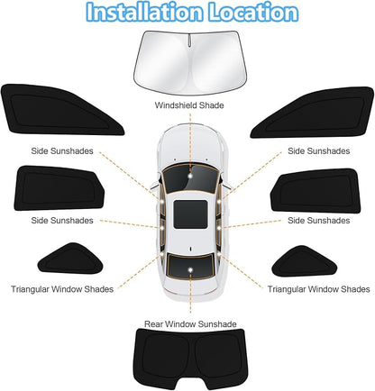 KUST Car Window Shades for Honda Civic 2022-2025 2026 Windshield Sun Shade Side Window Cover UV Block Privacy Protection Accessories for Camping Blackout Rear Back Full Set 8PCS