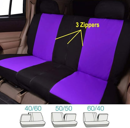 Flying Banner Car Seat Covers Front Seats Rear Bench Polyester car seat Protectors Easy installations Rear Bench Split Classic Man Lady Truck (Full Set - Low Back, Black Purple)…