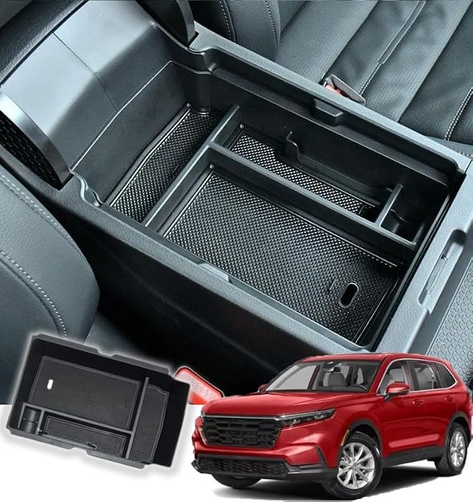 Center Console Organizer Compatible with 2026-2023 Honda CRV CR-V Car Accessories for 2023+ CR-V Hybrid, ABS Plastic, Black ABS Insert Tray Storage Box Glove Pallet