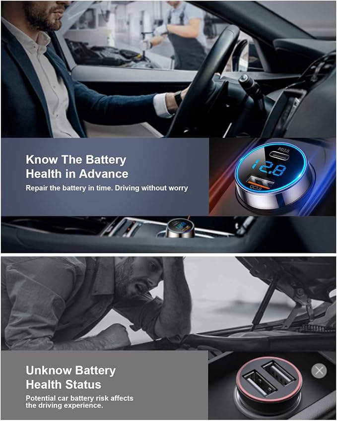 [Pure Copper] USB C Car Charger, SUPERONE 45W Dual USB Car Charger Adapter with 27W/20W PD Port, Fast QC3.0 LED Voltmeter for iPhone 17 16 15 14 Max/Pro/Plus/Mini, Pixel 9/8/7, Samsung S25/S24 More