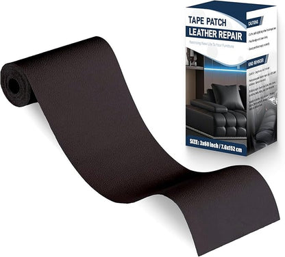 Zenyao Leather Repair Patch Tape - Self Adhesive Leather Repair Kit for Car Seat Furniture, Heavy Duty Vinyl Repair Patch for Couch Sofa, Waterproof Fix for Tears, 3x60 Inch Roll, Dark Brown