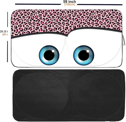 Gven Windshield Sun Shade Car Sun Shade 2026 Pink Car Accessories for Women Car Shades for Front Window Girly Windshield Cover Sunshades for Summer Heat Portection(Pink Leopard, S)
