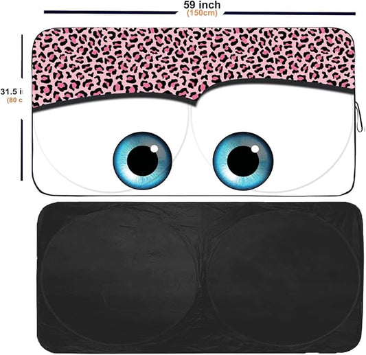Gven Windshield Sun Shade Car Sun Shade 2026 Pink Car Accessories for Women Car Shades for Front Window Girly Windshield Cover Sunshades for Summer Heat Portection(Pink Leopard, S)