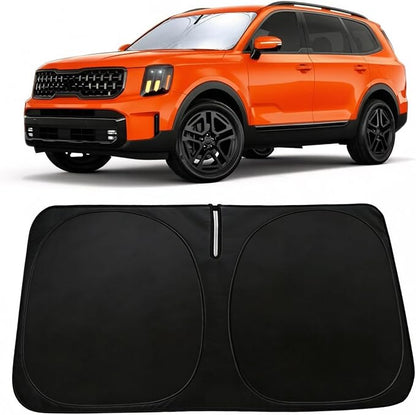 Windshield Sun Shade for Kia Telluride 2020-2025 Accessories, Car Front Window Sun Visor & Heat Shield | 240T Sunshade Protection Blocks UV Rays