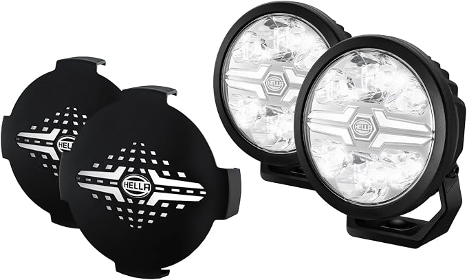Hella Blade 6-Inch Round LED Off-Road Auxiliary Light Kit – 8,500 Lumens, 2 Lights & Covers for Cars, Trucks, SUVs & ATVs (358228801) | 2-Pack