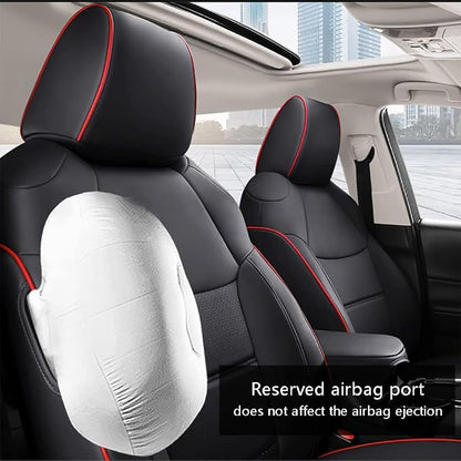 CocheFamilia Custom Fit Corolla Car Seat Covers for Select 2014 2015 2016 2017 2018 2019 Toyota Corolla L LE LE Eco XLE Sedan - Full Set,Leather (Black with red Trim)