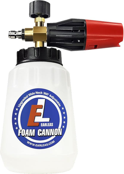 Foam Cannon for Pressure Washer, 1 Liter Bottle, 1/4 Inch Quick Connector, Professional Snow Foam Lance for Car, Glass, Wall, and Exterior Surface Cleaning