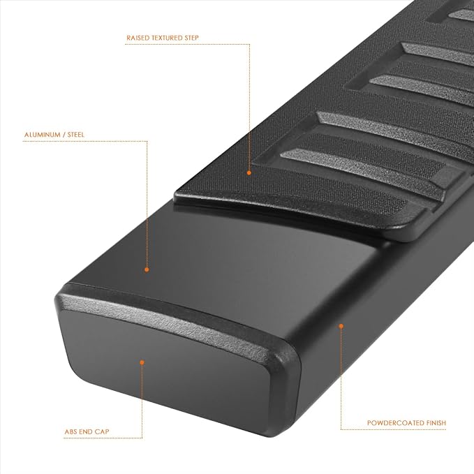 6" Running Boards Compatible with 2004-2023 Nissan Titan XD Crew Cab | Aluminum Flat Side Step Nerf Bars for Truck, Heavy Duty Black Powder Coated Step Bars