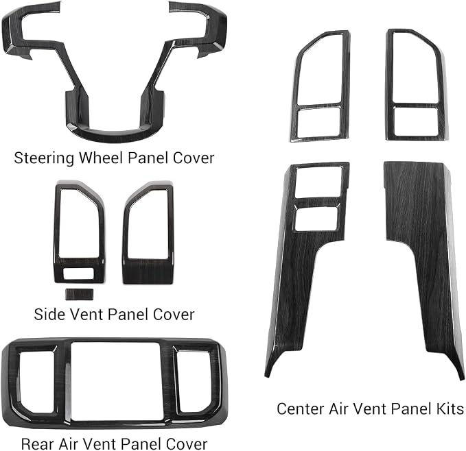 Voodonala for F-150 2015-2020 Center Console Interior Trim Cover Kits Compatible with Ford F150 2015-2020(Black Wood,9Pcs/Set) with Trailer Switch Model