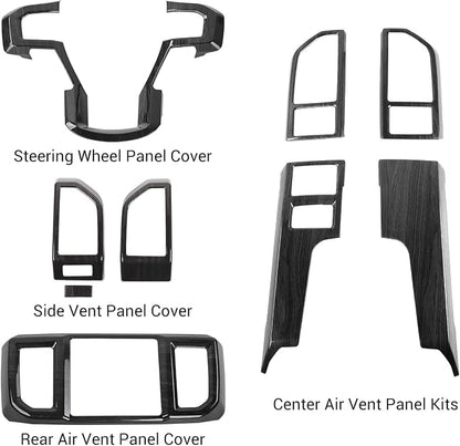 Voodonala for F-150 2015-2020 Center Console Interior Trim Cover Kits Compatible with Ford F150 2015-2020(Black Wood,9Pcs/Set) with Trailer Switch Model