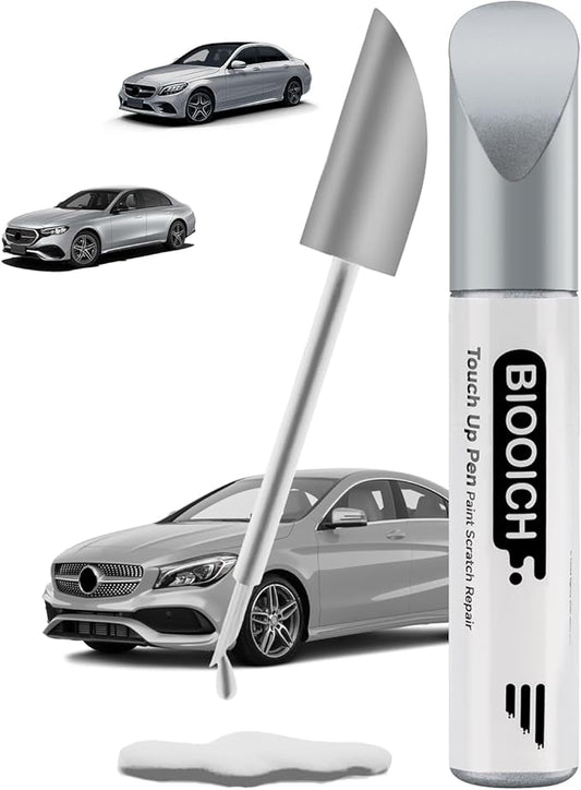 Touch Up Paint Pen Exact Color Match Car Chip and Scratch Repair (for Benz, Brilliant Silver Metallic(744/9744))