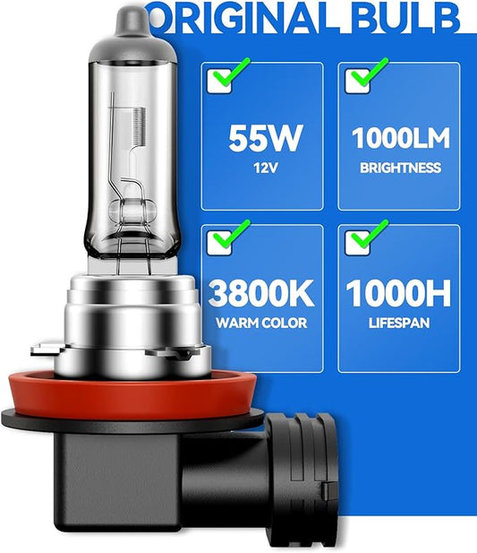 H11 Headlight Bulbs, 2Pcs 12V 55W H11 Halogen Bulbs Replacement for Car Truck Headlight Bulb, 3800K Amber Yellow